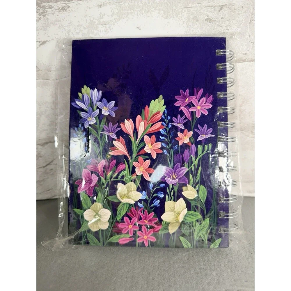 Mothers Inspiration Purple Floral Spiral Notebook Hardcover Pink Pen Included